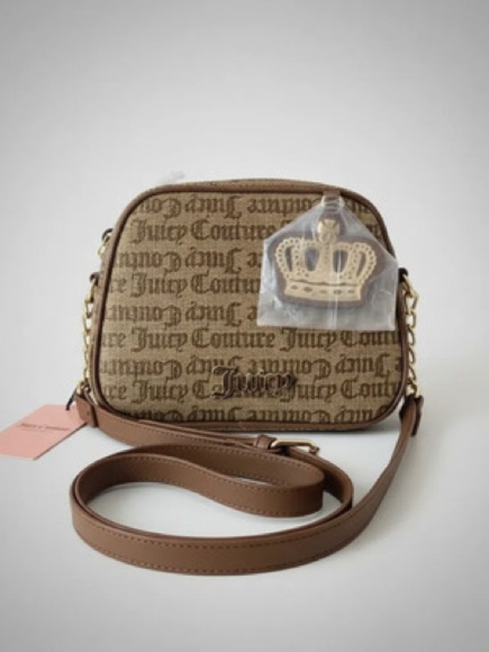 Juicy Couture Brown Logo Crossbody Bag with Gold Accent
